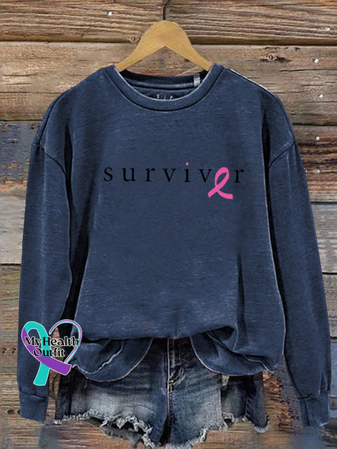 Suviver Breast Health Crew Neck Casual Sweatshirt Navyblue / S