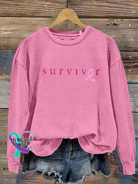 Suviver Breast Health Crew Neck Casual Sweatshirt Pink / S