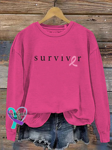 Suviver Breast Health Crew Neck Casual Sweatshirt Rosered / S