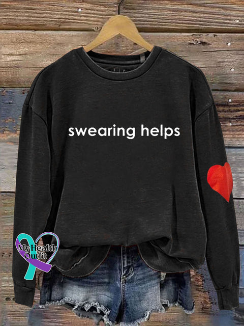 Swearing Helps Heart Print Casual Sweatshirt Black / S