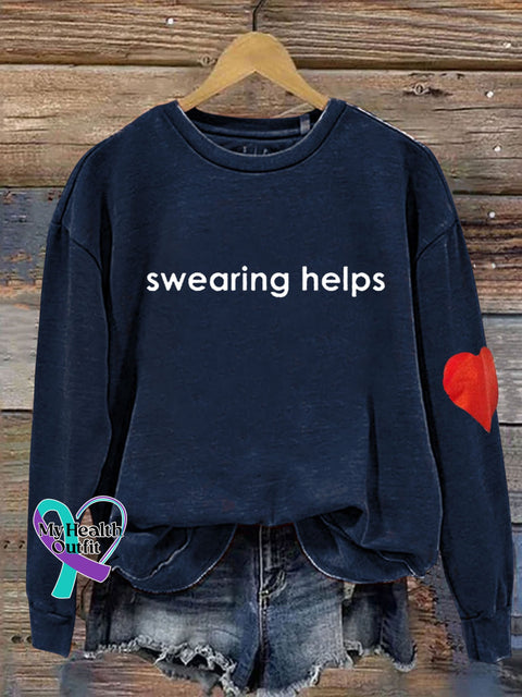 Swearing Helps Heart Print Casual Sweatshirt Navyblue / S