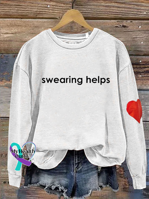 Swearing Helps Heart Print Casual Sweatshirt White / S