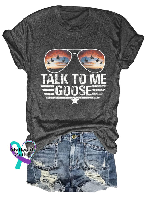Talk To Me Goose Art Print T-Shirt Black / S