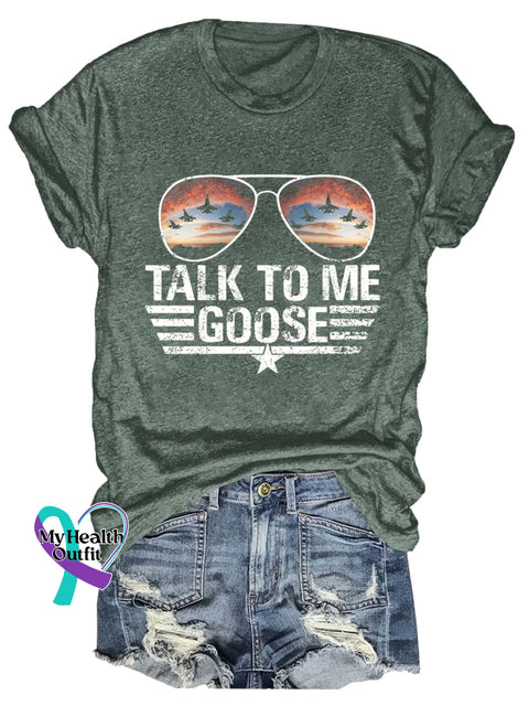 Talk To Me Goose Art Print T-Shirt Green / S