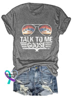 Talk To Me Goose Art Print T-Shirt Grey / S