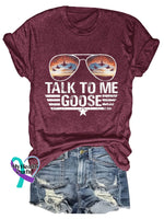 Talk To Me Goose Art Print T-Shirt Maroon / S