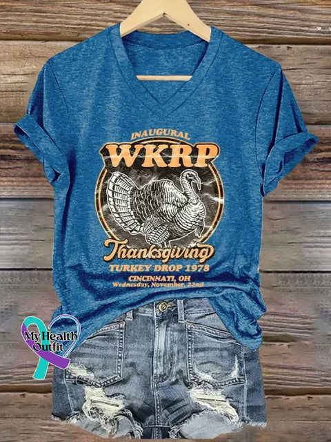 Thanks Giving Art Print T-shirt Blue / S