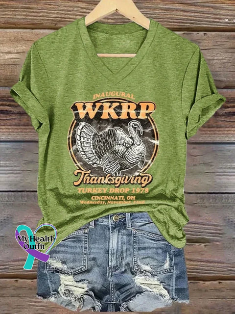 Thanks Giving Art Print T-shirt Green / S