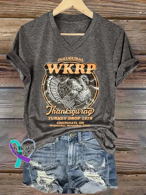 Thanks Giving Art Print T-shirt Grey / S