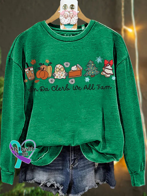 Thanksgiving Christmas In Da Clerb We All Fam Casual Sweatshirt Green / S