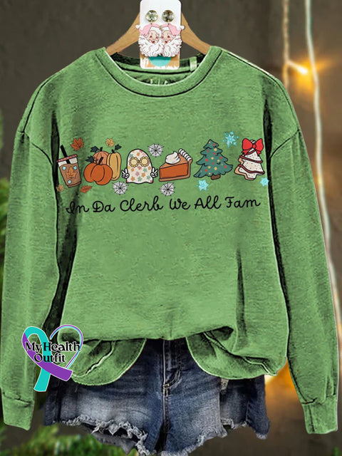 Thanksgiving Christmas In Da Clerb We All Fam Casual Sweatshirt Lightgreen / S