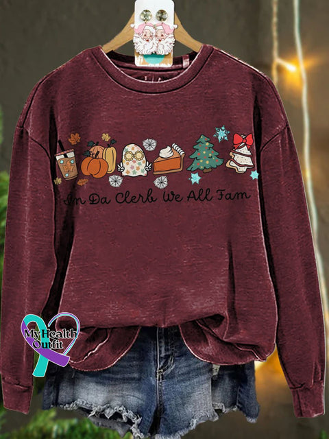 Thanksgiving Christmas In Da Clerb We All Fam Casual Sweatshirt Maroon / S