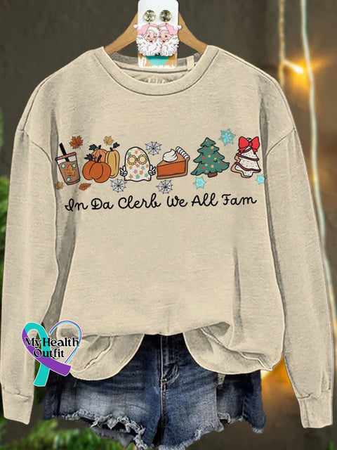 Thanksgiving Christmas In Da Clerb We All Fam Casual Sweatshirt Sand / S