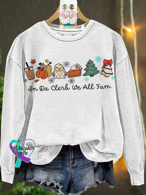 Thanksgiving Christmas In Da Clerb We All Fam Casual Sweatshirt White / S