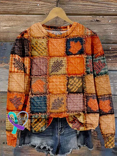 Thanksgiving Pumpkin Maple Leaf Casual Sweatshirt Multicolor / S