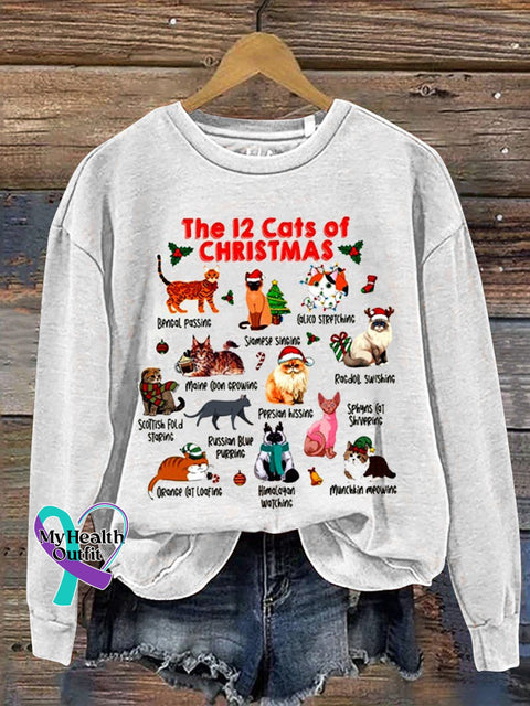 The 12 Cats Of Christmas Casual Sweatshirt White / S