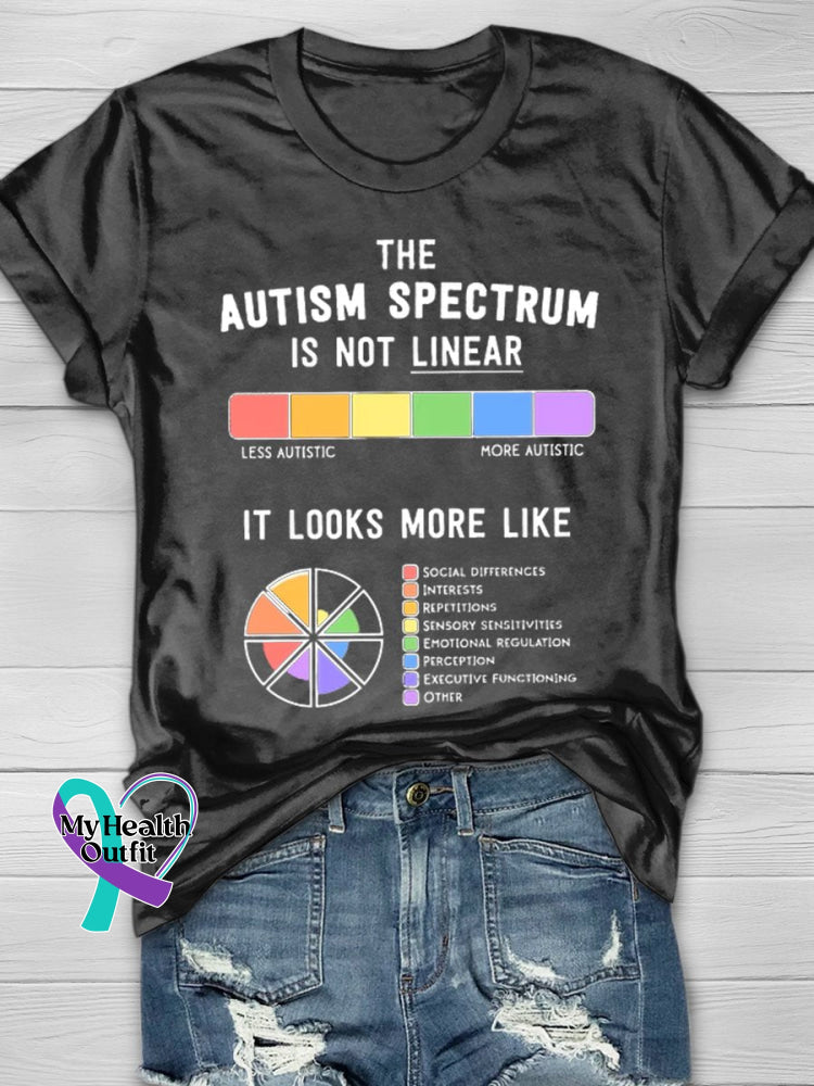 The Autism Spectrum Is Not Linear Art Print T-Shirt Black / S
