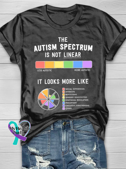 The Autism Spectrum Is Not Linear Art Print T-Shirt Black / S