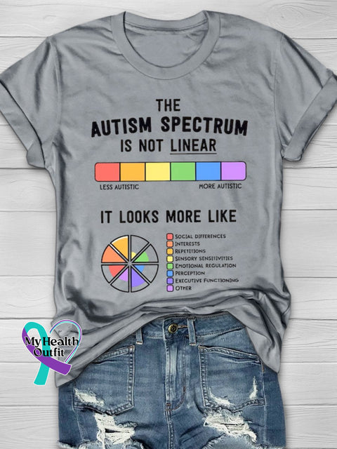 The Autism Spectrum Is Not Linear Art Print T-Shirt Grey / S