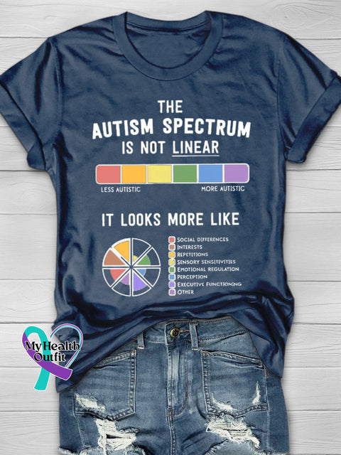 The Autism Spectrum Is Not Linear Art Print T-Shirt Navy Blue / S