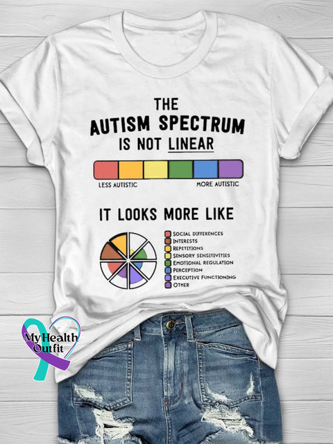 The Autism Spectrum Is Not Linear Art Print T-Shirt White / S