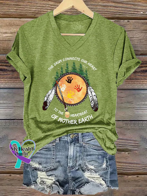 The Drum Connects Our Heart Casual T-Shirt Green / S