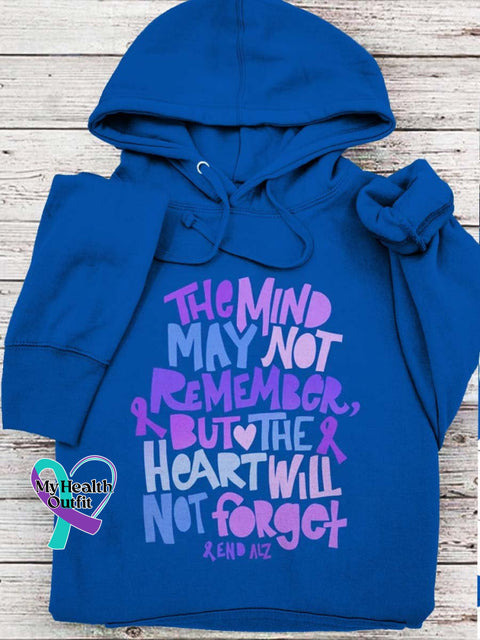 The Mind May Not Remember But Heart Will Forget Print Casual Hoodie Blue / S
