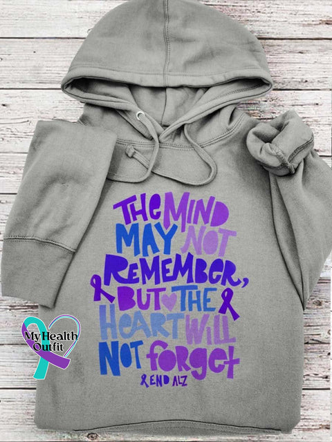 The Mind May Not Remember But Heart Will Forget Print Casual Hoodie Grey / S