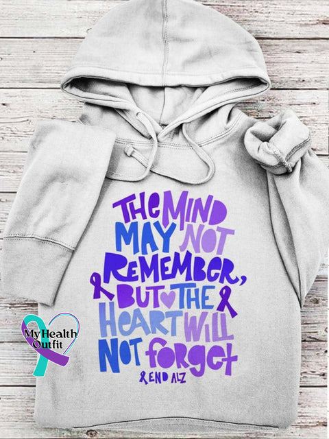 The Mind May Not Remember But Heart Will Forget Print Casual Hoodie White / S