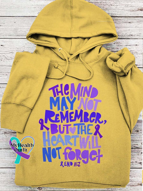 The Mind May Not Remember But Heart Will Forget Print Casual Hoodie Yellow / S