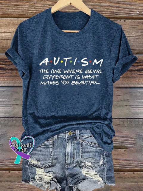 THE ONE WHERE BEING DIFFERENT IS WHAT MAKES YOU BEAUTIFUL Autism Awareness T-shirt Blue / S