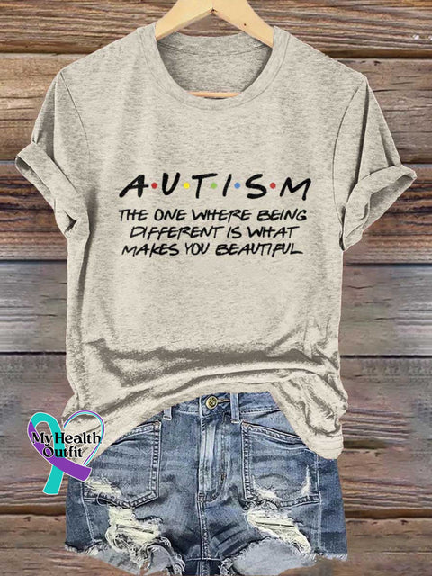 THE ONE WHERE BEING DIFFERENT IS WHAT MAKES YOU BEAUTIFUL Autism Awareness T-shirt Sand / S