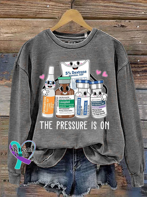 The Pressure Is On Icu Nurse Art Print Pattern Casual Sweatshirt Grey / S