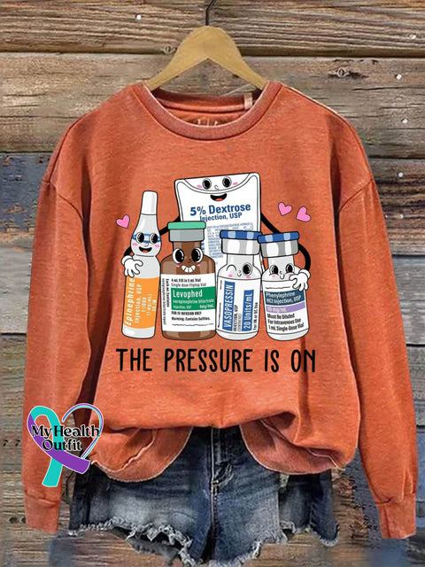 The Pressure Is On Icu Nurse Art Print Pattern Casual Sweatshirt Orange / S