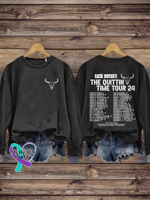 The Quittin Time Tour 2024 For Fan Zach Bryan Front And Back Printed Country Music Art Design Print