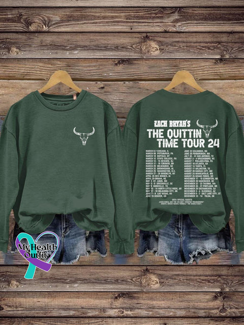 The Quittin Time Tour 2024 For Fan Zach Bryan Front And Back Printed Country Music Art Design Print