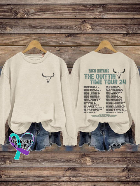 The Quittin Time Tour 2024 For Fan Zach Bryan Front And Back Printed Country Music Art Design Print