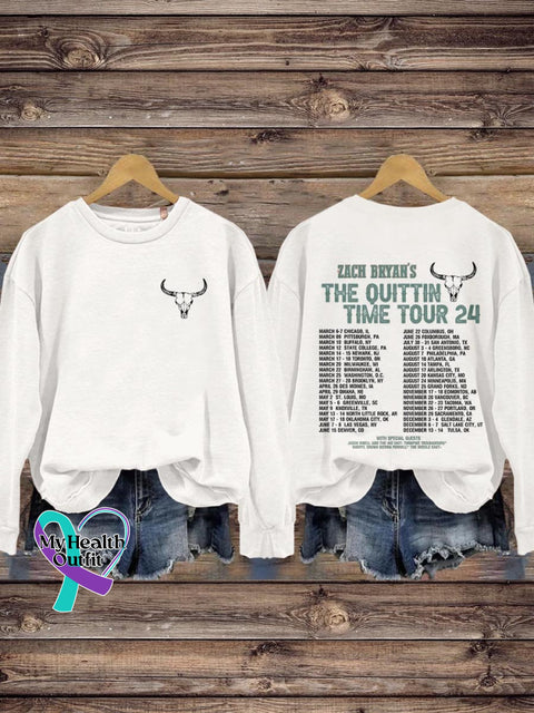 The Quittin Time Tour 2024 For Fan Zach Bryan Front And Back Printed Country Music Art Design Print