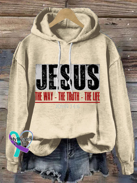 The Way The Truth & Life - John 14:6 Print Casual Hoodie Sweatshirt Sand / S