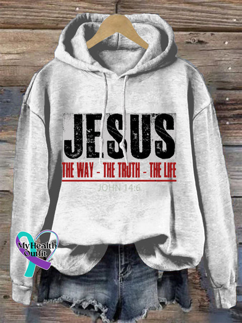 The Way The Truth & Life - John 14:6 Print Casual Hoodie Sweatshirt White / S