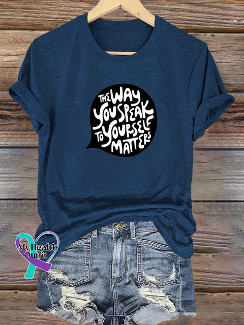The Way You Speaking Is Yourself Matters Printed Casual Crew Neck Short Sleeve T-Shirt NavyBlue / S