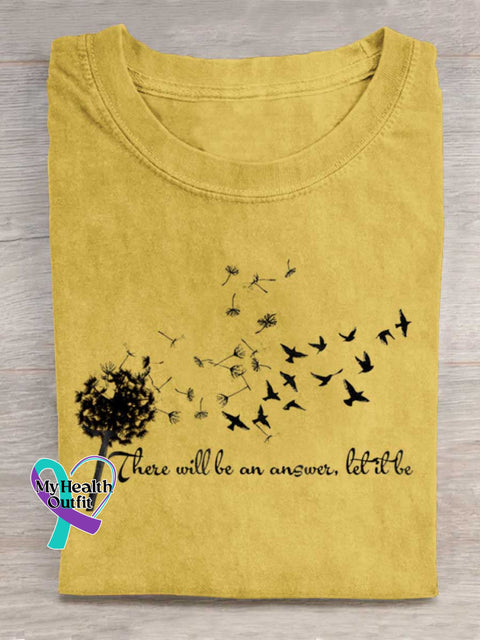 There Will Be An Answer Let It Be Art Print Casual Cotton T-shirt Yellow / S