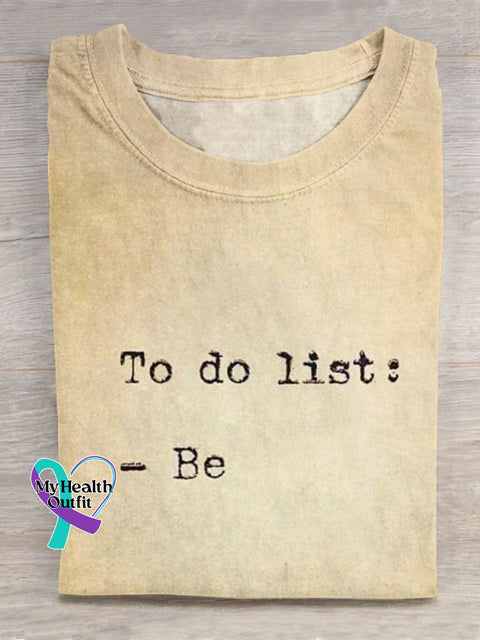 To Do List Art Pattern Print Casual T-shirt Apricot / S