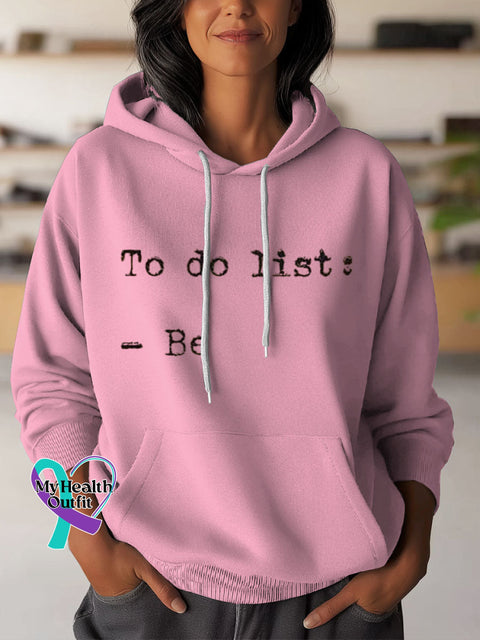 To Do List Art Print Casual Hoodie Sweatshirt Pink / S