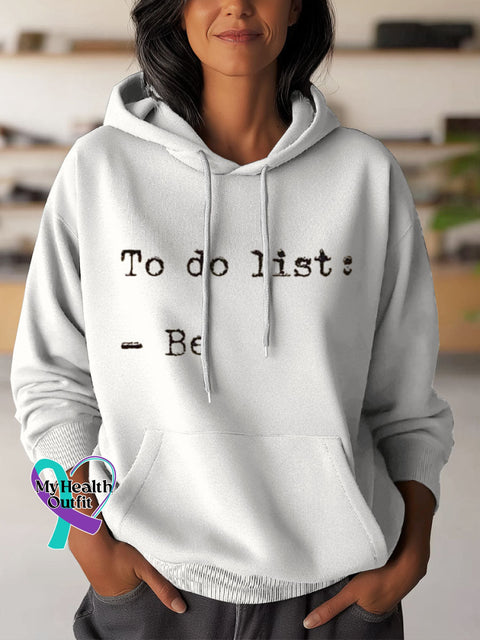 To Do List Art Print Casual Hoodie Sweatshirt White / S