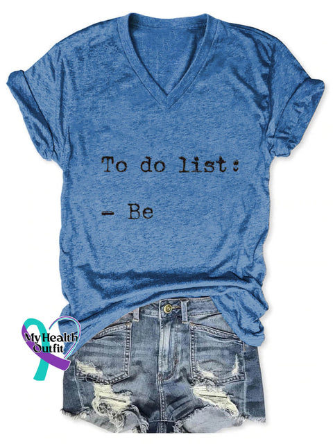 To Do List Art Print V neck Casual T Shirt Blue / S