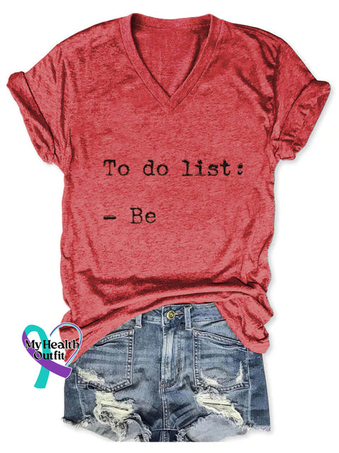 To Do List Art Print V neck Casual T Shirt Red / S