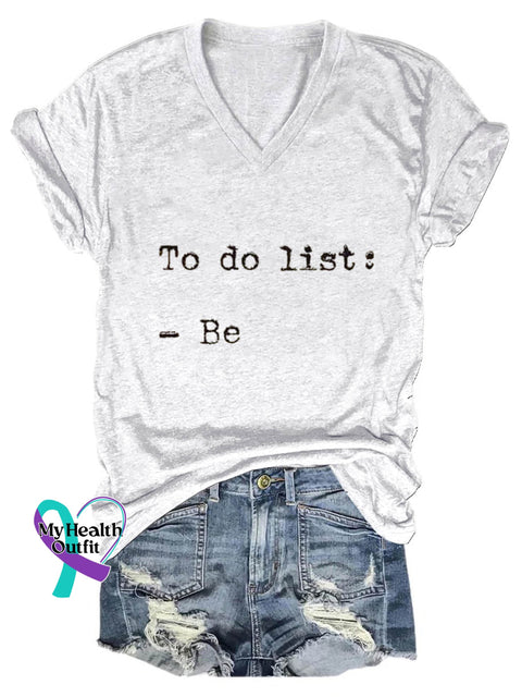 To Do List Art Print V neck Casual T Shirt White / S