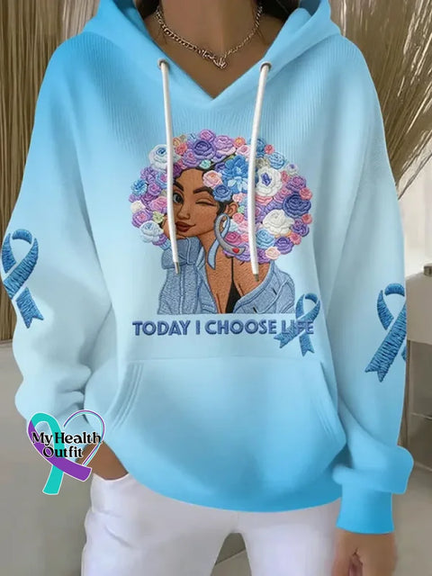 Today I Choose Life Diabetes Awareness Print Casual Hoodie Sweatshirt Blue / S