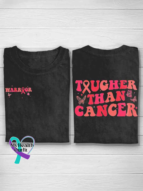 Tougher Than Cancer October Pink Art Print Casual T-Shirt Black / S